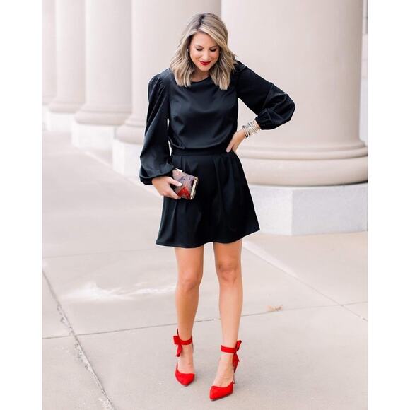 The Drop Little Black Dress Women’s XS Silky Belted Sexy Mini Minimalist Stretch - Picture 3 of 8